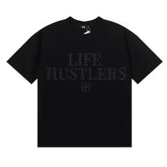 Basic Minimalist Logo Rhinestone Print Tee 4 colors 28751255