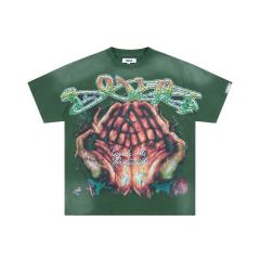 Flame Halo Praying Hands Print Washed Tee 29053837