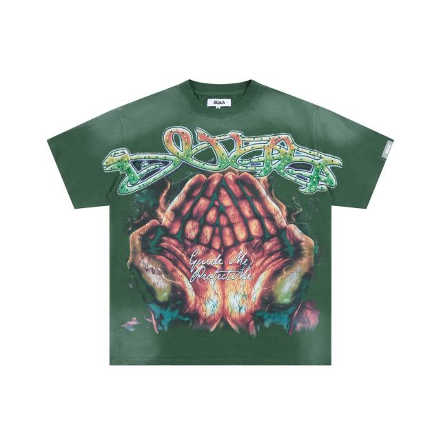 Flame Halo Praying Hands Print Washed Tee 29053837