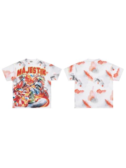 Tie-dye Universe Skateboard Robot Rhinestone Print Washed Tee 29064543