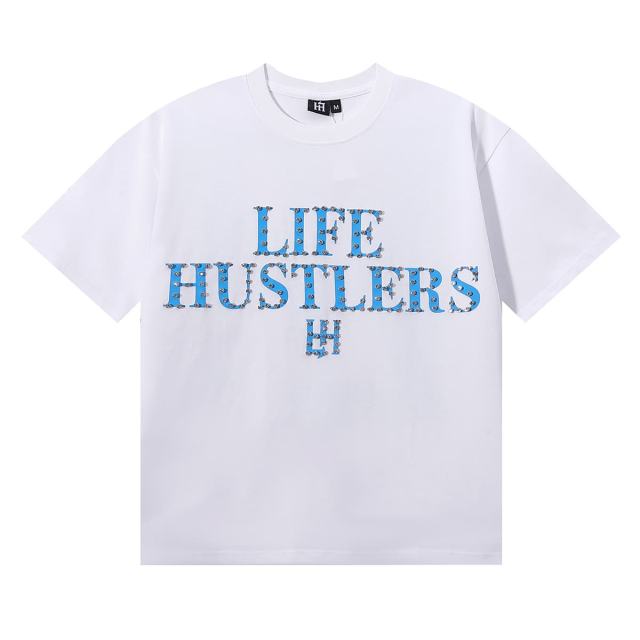 Basic Minimalist Logo Rhinestone Print Tee 4 colors 28751255