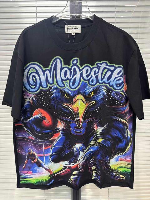 Blue Eagle Football Player No.8 Rhinestone Print Washed Tee 29060778
