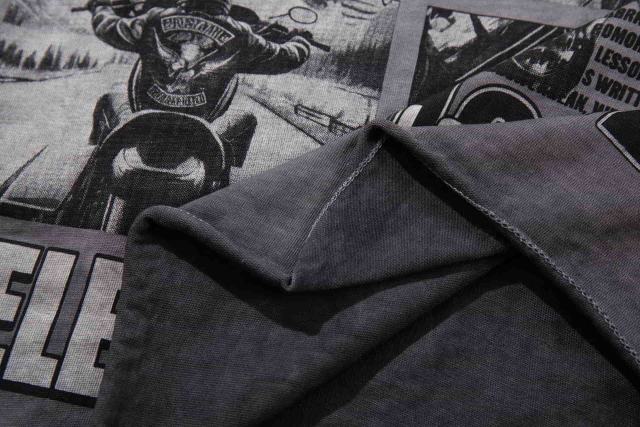Collage Eagle Dark Cross Rhinestone Print Washed Tee 29060735