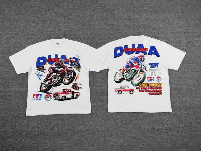 Motorcycle Racing Rhinestone Print Washed Tee 29053844