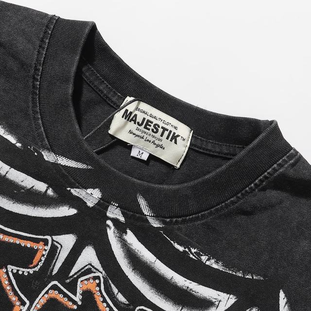 Giant Spider Web Hotfix Rhinestone Print Washed Tee 28874477