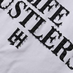 Basic Minimalist Logo Rhinestone Print Tee 4 colors 28751255