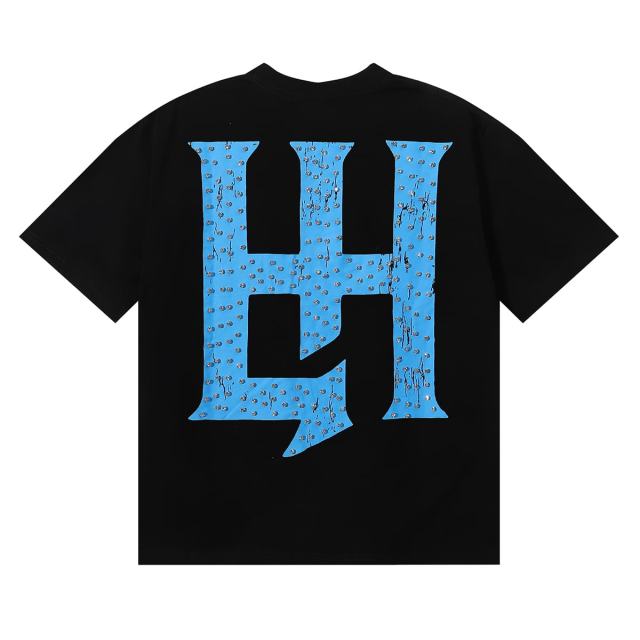 Basic Minimalist Logo Rhinestone Print Tee 4 colors 28751255