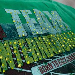 Racing Team Slogan Rhinestone Print Washed Tee 29064541