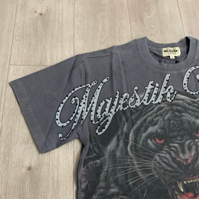 Black Panther Skull Rhinestone Print Washed Tee 29064547