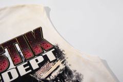 Rottweiler Rugby Rhinestone Print Washed Sleeveless Tee 29065104