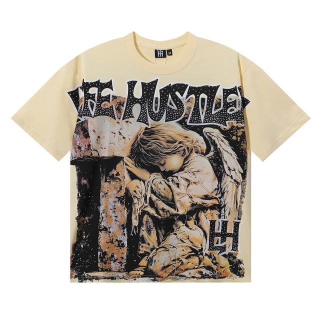 Sleeping Angel Oil Painting Rhinestone Print Tee 3 colors 29082344