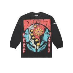 Los Angeles Latest Fashion Streetwear Ripped Vintage Rhinestone Long-Sleeve T-Shirt 28930933