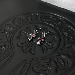 CH Full Paved White Crystal Cross Dangle Stud Earrings Pair