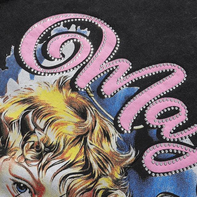Angel Devil Friends Hotfix Rhinestone Print Washed Tee 28874488