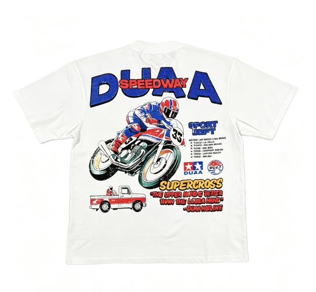 Motorcycle Racing Rhinestone Print Washed Tee 29053844
