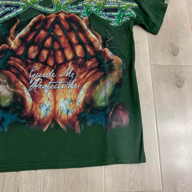 Flame Halo Praying Hands Print Washed Tee 29053837