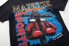 Dark Cross Boxing Glove Rhinestone Print Washed Tee 29060720