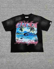 Coconut Tree Beach Rhinestone Print Washed Tee 29053850