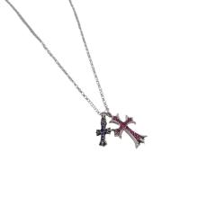 CH 22K Gold Plated Pink Ruby Double Cross Twist Chain
