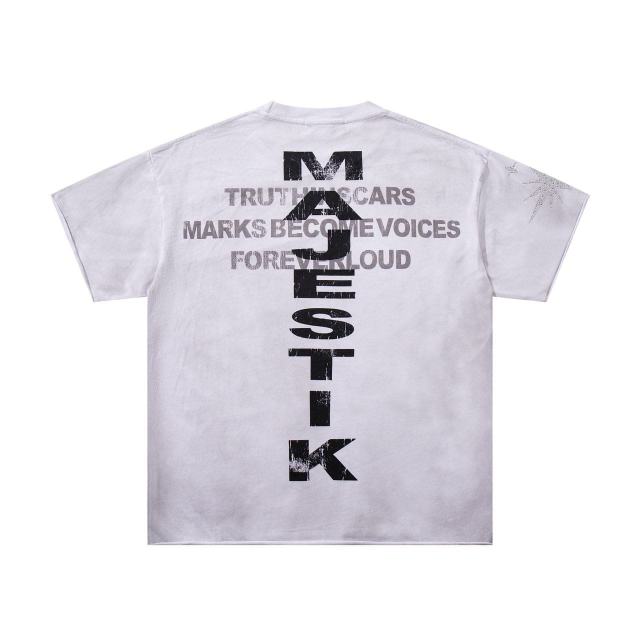 Sinner Series Double Hands Rhinestone Print Washed Tee 29060740