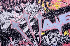 Abstract Graffiti Art Rhinestone Print Washed Tee 29060722