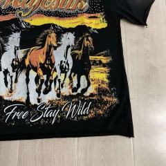 Free Western Mustang Rhinestone Print Washed Tee 29064542