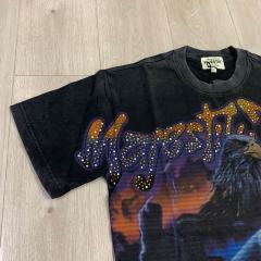 Lightning Eagle Train Rhinestone Print Washed Tee 29064548