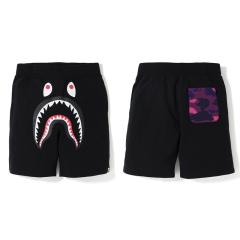 BAPE Black Shark Face Sweat Shorts With Purple Camo Rear Pocket