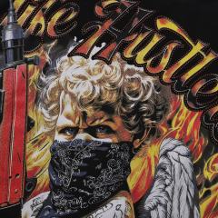 Masked Tattooed Angel Rhinestone Print Tee 2 colors 28751248