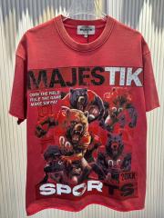 Retro Bears Football Rhinestone Print Washed Tee 29060769