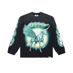 Latest Fashion Streetwear Rhinestone Long-Sleeve T-Shirt 28930897
