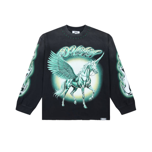 Latest Fashion Streetwear Rhinestone Long-Sleeve T-Shirt 28930897