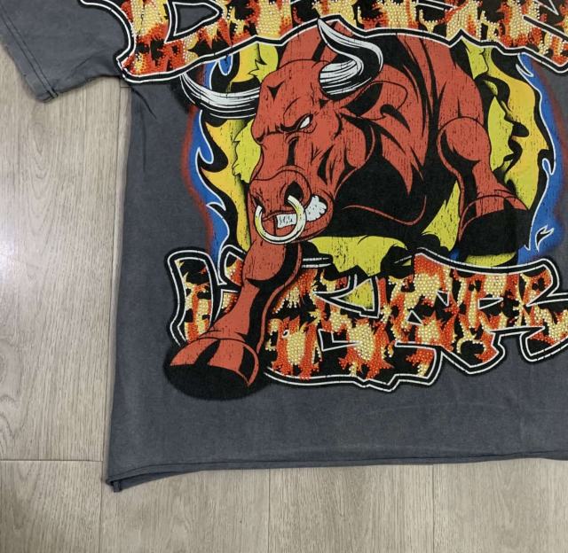 Flaming Bull Rhinestone Print Washed Tee 29069142