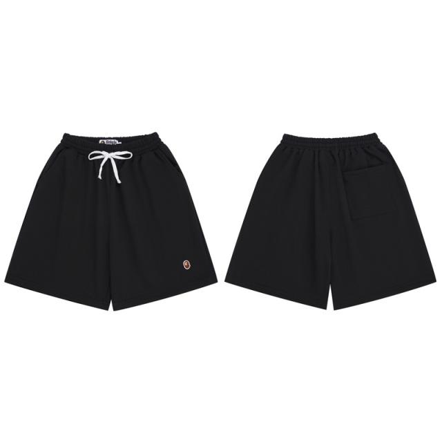 BAPE Solid Black Mini Ape Head Embroidered Basic Sweat Shorts