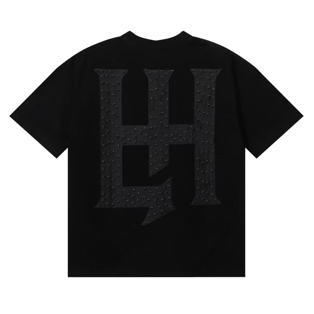 Basic Minimalist Logo Rhinestone Print Tee 4 colors 28751255