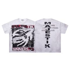 Sinner Series Double Hands Rhinestone Print Washed Tee 29060740
