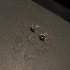 CH Solid 925 Silver Mini Cross Flower Stud Earrings Pair