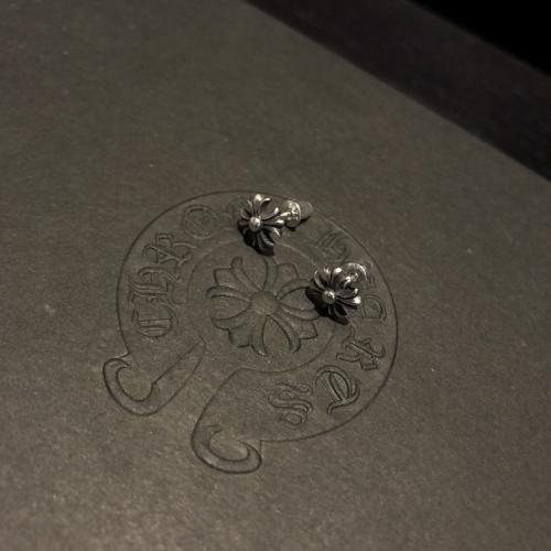 CH Solid 925 Silver Mini Cross Flower Stud Earrings Pair