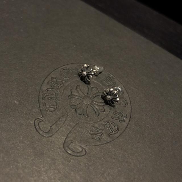 CH Solid 925 Silver Mini Cross Flower Stud Earrings Pair