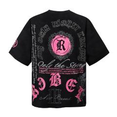 Dark High-Street Rebellious Rhinestone Print Washed Tee 11 colors 29077647