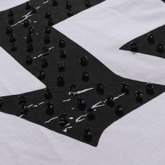 Basic Minimalist Logo Rhinestone Print Tee 4 colors 28751255