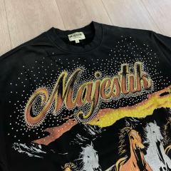 Free Western Mustang Rhinestone Print Washed Tee 29064542