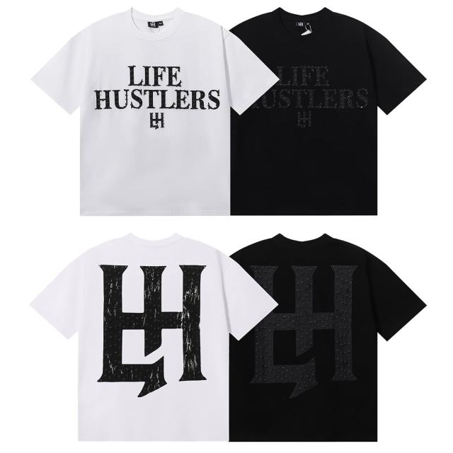 Basic Minimalist Logo Rhinestone Print Tee 4 colors 28751255