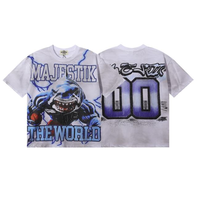 Sports Shark No.00 Rhinestone Print Washed Tee 29060775