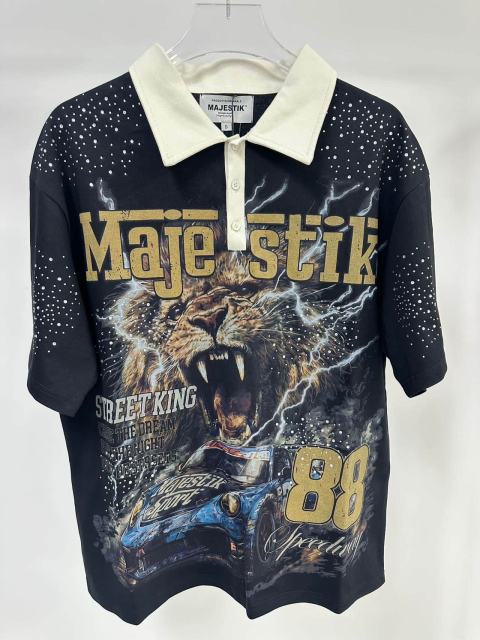 Lion Racing No.88 Rhinestone Print Washed Polo Tee 29065108