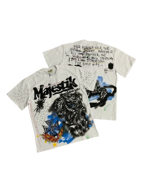 Iron Cross Flame Skeleton Rhinestone Print Washed Tee 29064538