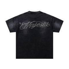 Sunglasses Hip Hop Jesus Rhinestone Print Washed Tee 29060733