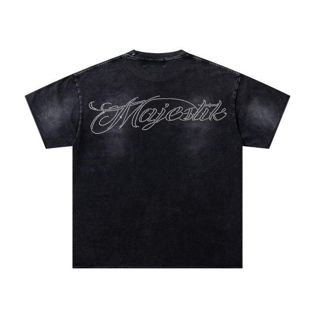 Sunglasses Hip Hop Jesus Rhinestone Print Washed Tee 29060733