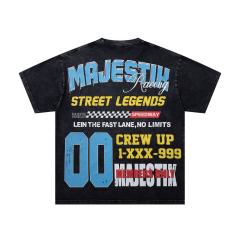 Street Legend Motorcycle Rhinestone Print Washed Tee 29060724