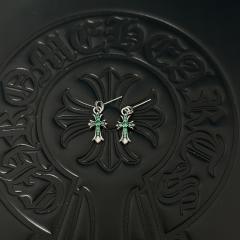 CH Full Paved White Crystal Cross Dangle Stud Earrings Pair
